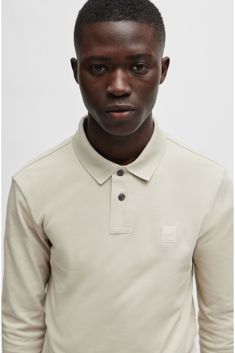 BOSS Natural Logo Patch Stretch Cotton Polo Shirt - Image 2 of 5