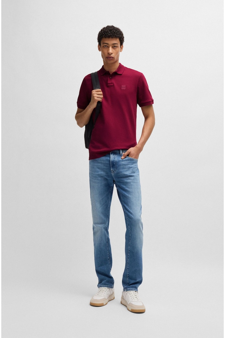 BOSS Red Slim Fit Logo Patch In Stretch Cotton Polo Shirt - Image 1 of 5