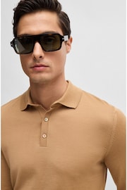 BOSS Natural Polo Collar Sweater In Virgin Wool - Image 4 of 5