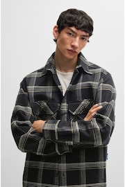 HUGO Black Oversized Fit Checked 100% Cotton Shirt - Image 4 of 6