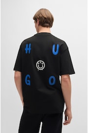 HUGO Black 100% Cotton Jersey T-Shirt With Smiley-Face Logo - Image 3 of 4