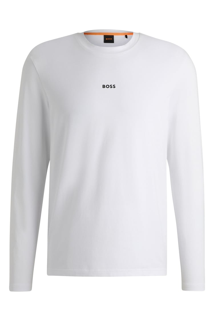 BOSS White BOSS Contrast Logo Stretch Cotton Long Sleeve T-Shirt - Image 5 of 5