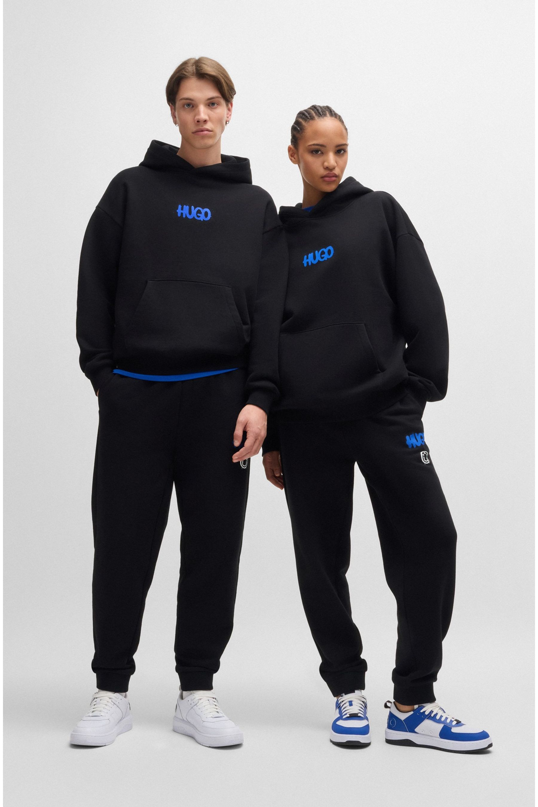 Buy HUGO Black Smiley Face Logo 100 Cotton Terry Hoodie from Next Ireland