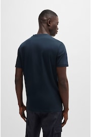 BOSS Blue Cotton Jersey T-Shirt With Rubber Print Logo - Image 2 of 5