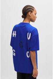 HUGO Blue HUGO Smiley Face Logo Cotton Jersey T-Shirt - Image 5 of 6