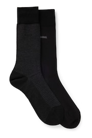 BOSS Black Cotton Blend Socks 2 Pack in a Regular Length - Image 1 of 3