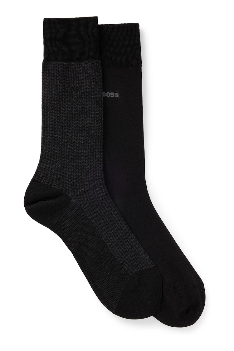 BOSS Black Cotton Blend Socks 2 Pack - Image 1 of 3