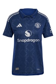 adidas Blue Manchester United EPL Away Authentic Shirt 2024-25 Womens - Mainoo 37 Printing - Image 2 of 3