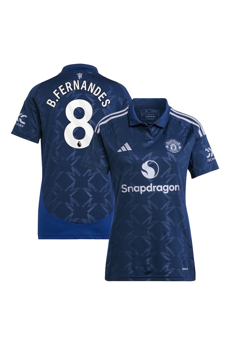 adidas Blue Manchester United EPL Away Shirt 2024-25 Womens - B.Fernandes 8 Printing - Image 1 of 3