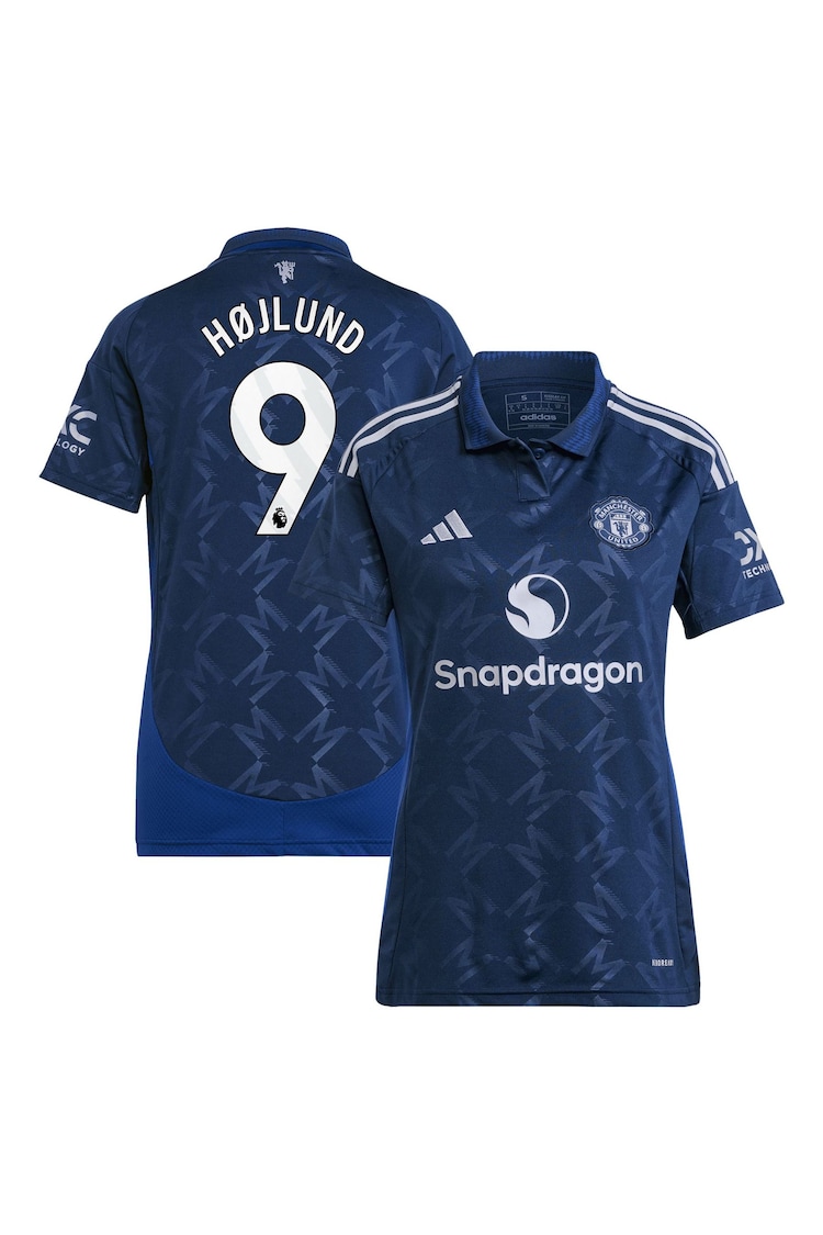 adidas Blue Manchester United EPL Away Shirt 2024-25 Womens - Hojlund 9 Printing - Image 1 of 3