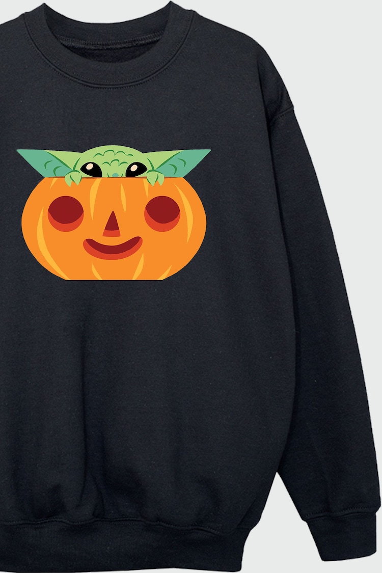 Brands In Black Boys Halloween Star Wars Grogu Halloween Pumpkin Sweatshirt - Image 3 of 3