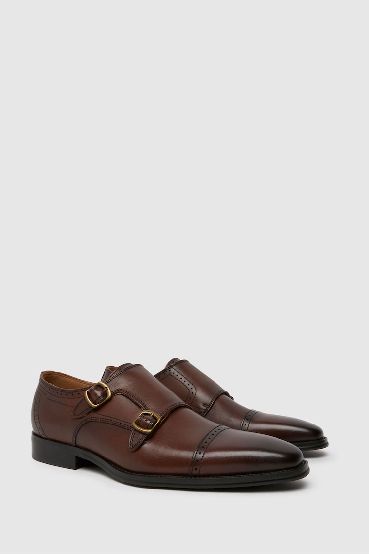 Schuh Ronaldo Leather Monk Brown Shoes - Image 2 of 4