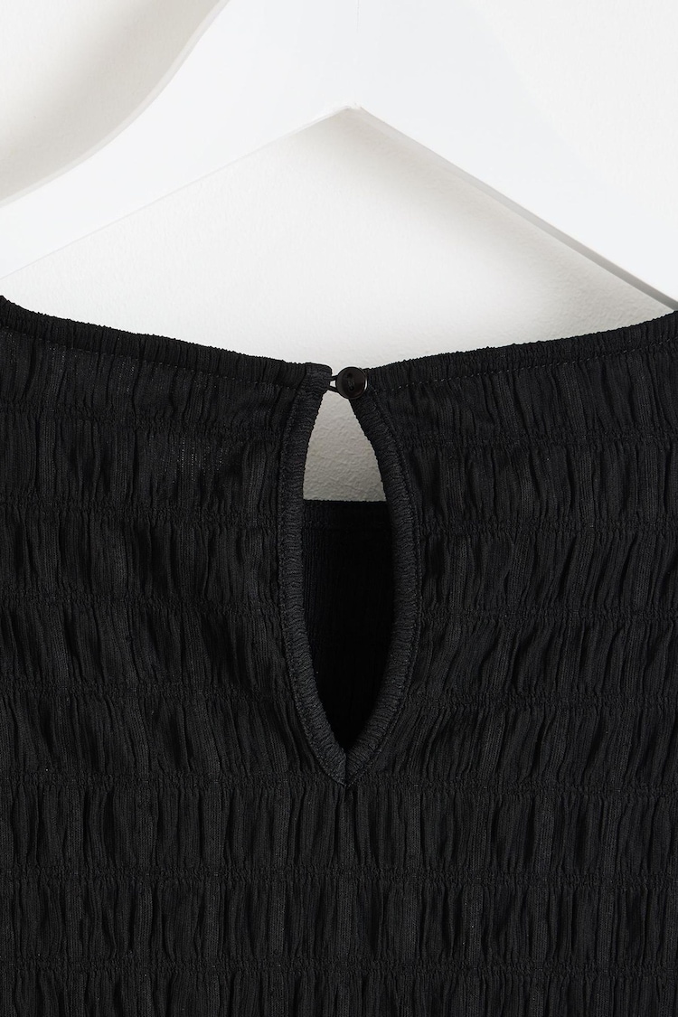 Oliver Bonas Black Textured Puff Sleeve Top - Image 9 of 9