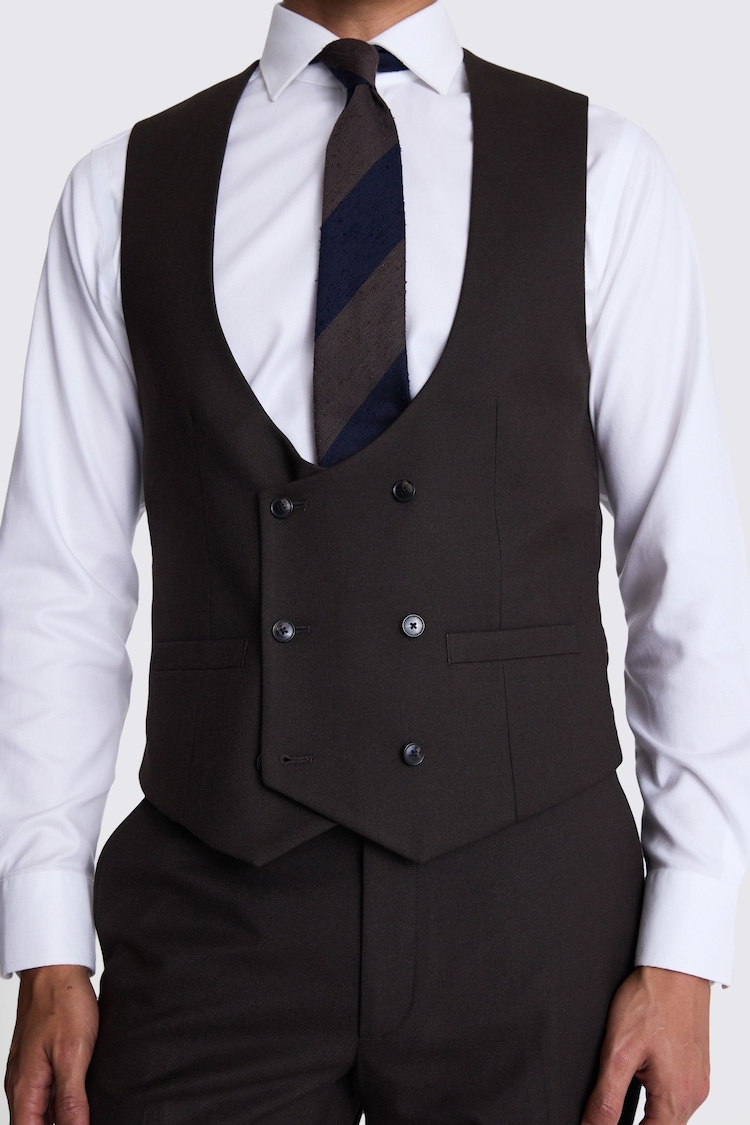 MOSS Brown Slim Fit Brown Flannel Waistcoat - Image 3 of 3