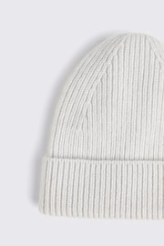 MOSS White Cashmere Blend Ribbed Beanie - Image 2 of 3