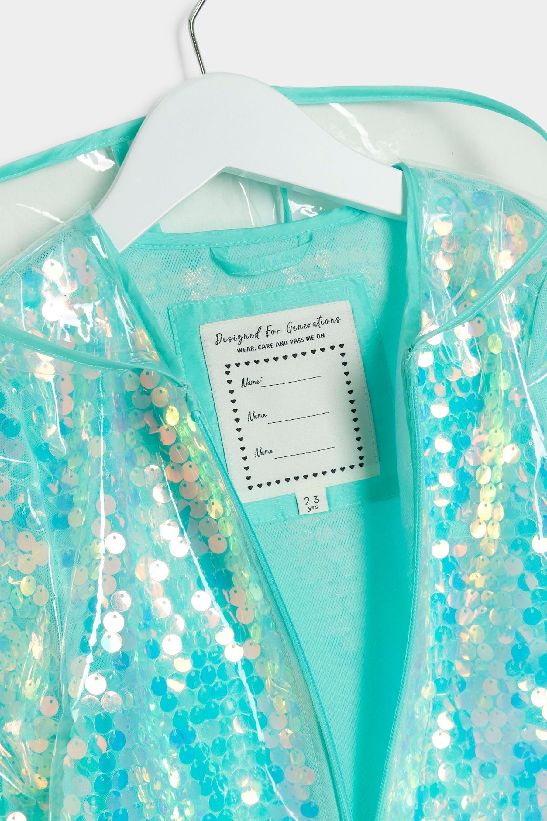 Buy River Island Blue Girls Sequin Raincoat from the Next UK online shop