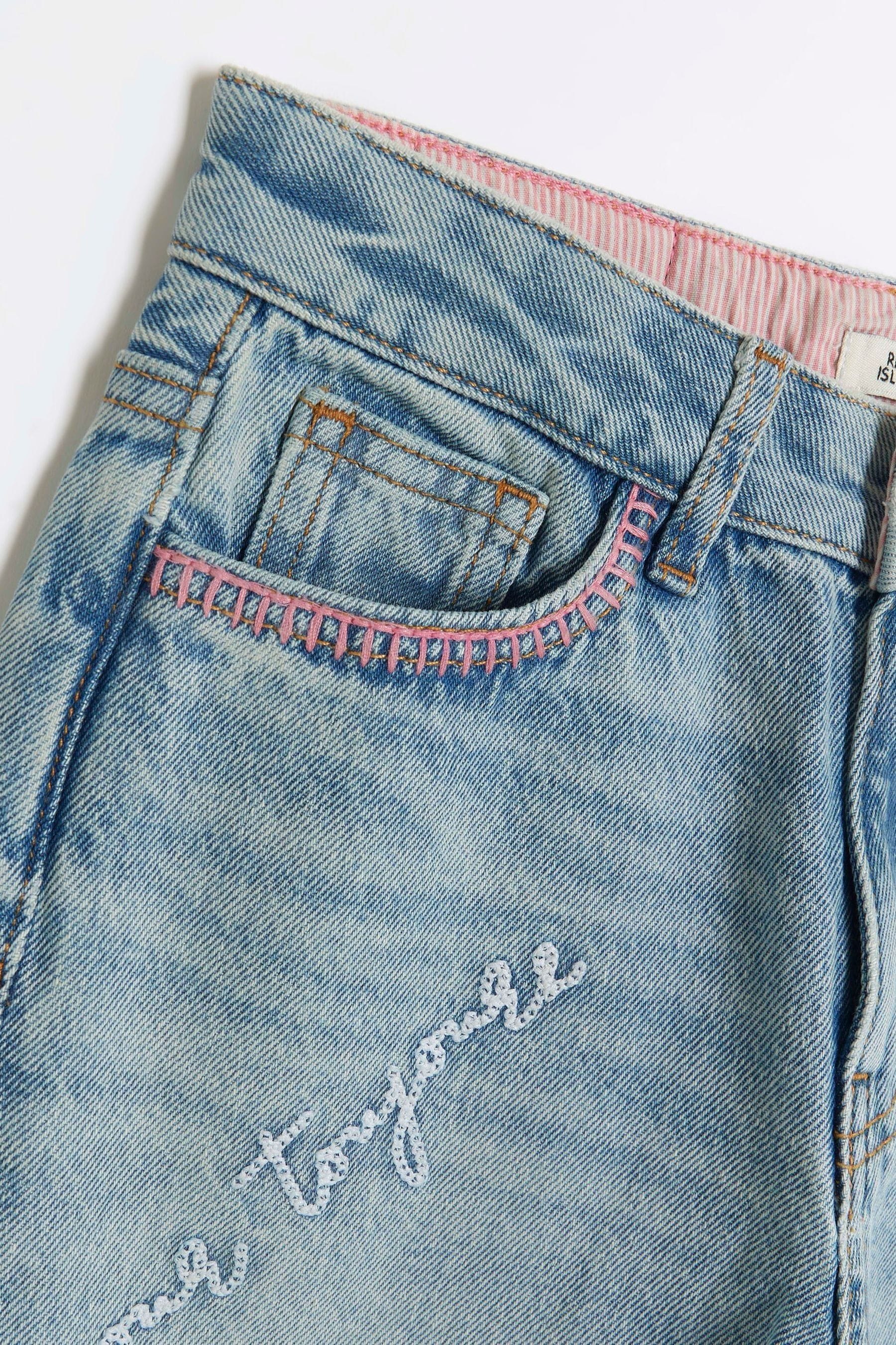 Buy River Island Blue Mom Girls Embroidered 100 Cotton Jeans from the Next UK online shop