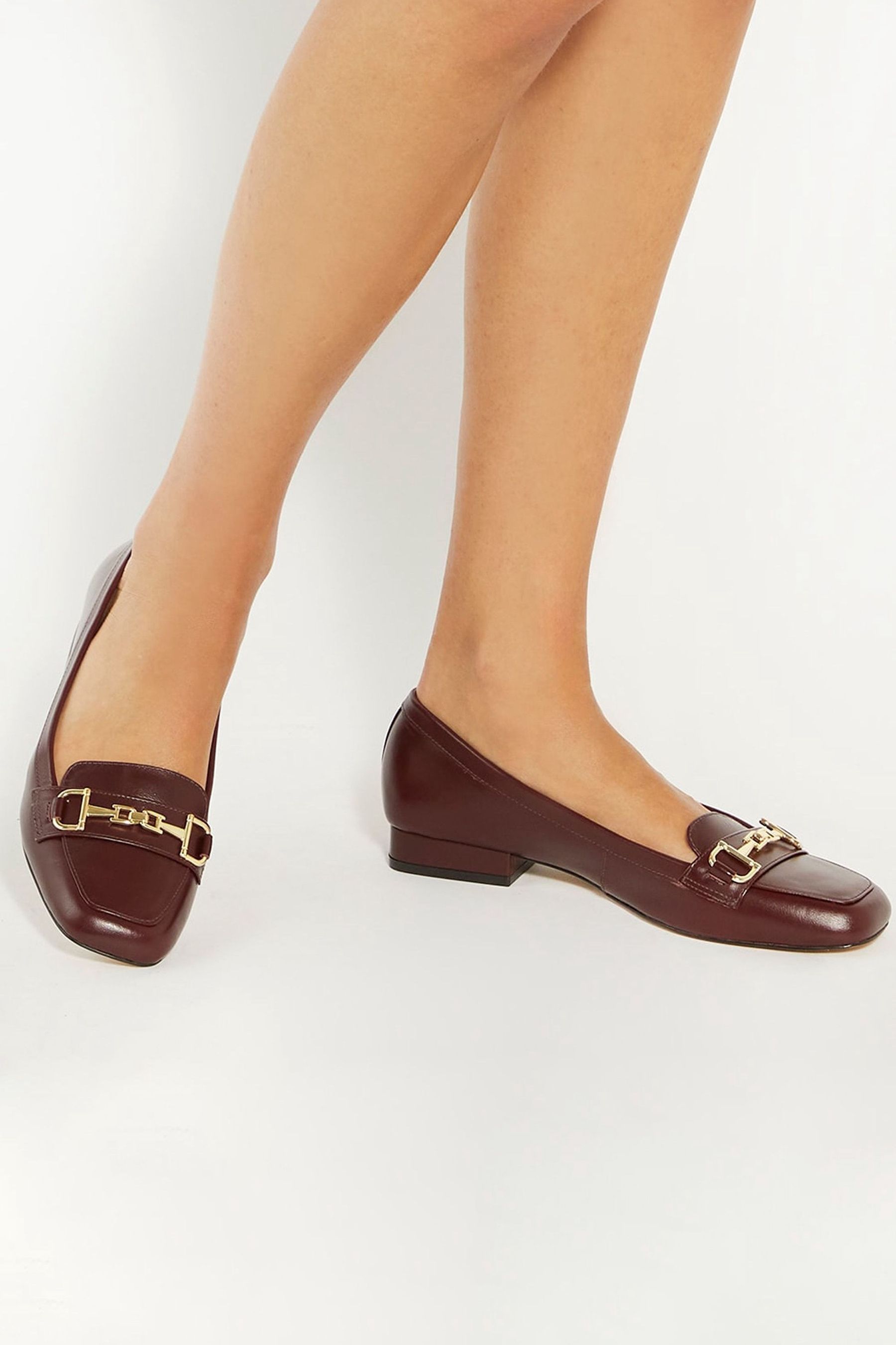 Dune London Burgundy Graice Low Block Square Toe Loafers 6 Womens