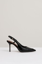 Reiss Black Leena Leather Slingback Court Shoes - Image 1 of 5