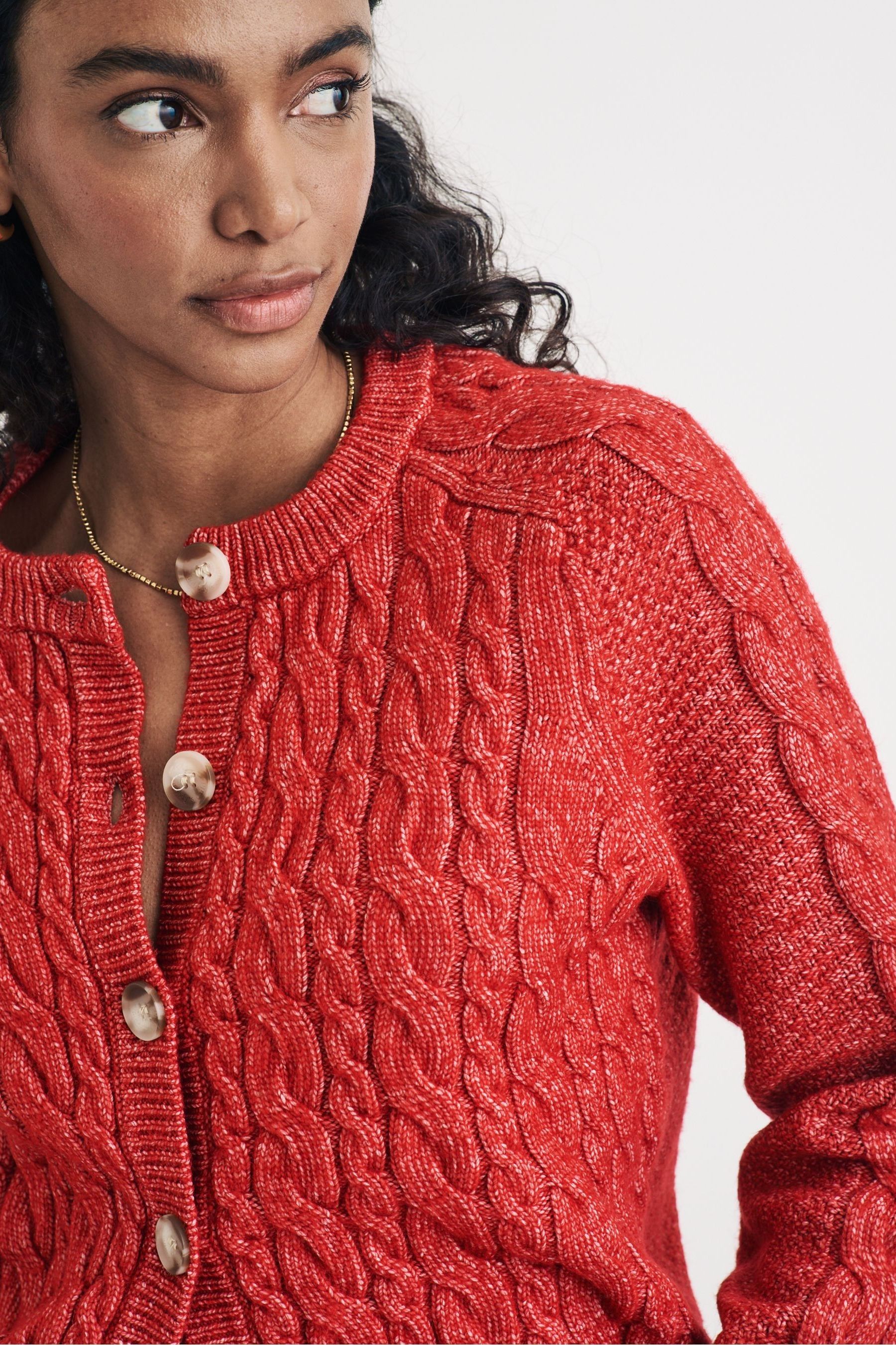 Red round neck cardigan shop
