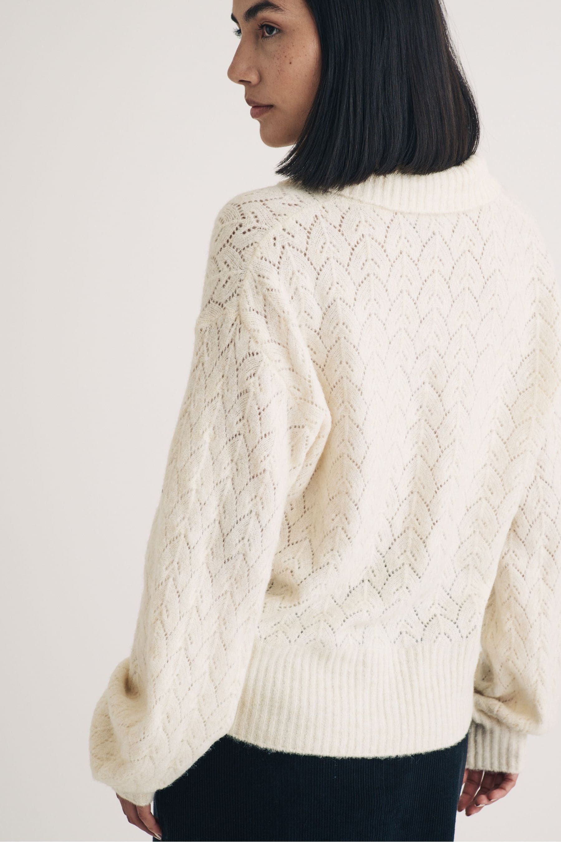 Buy Nobodys Child Cream Collar And Pointelle Cardigan from Next Luxembourg