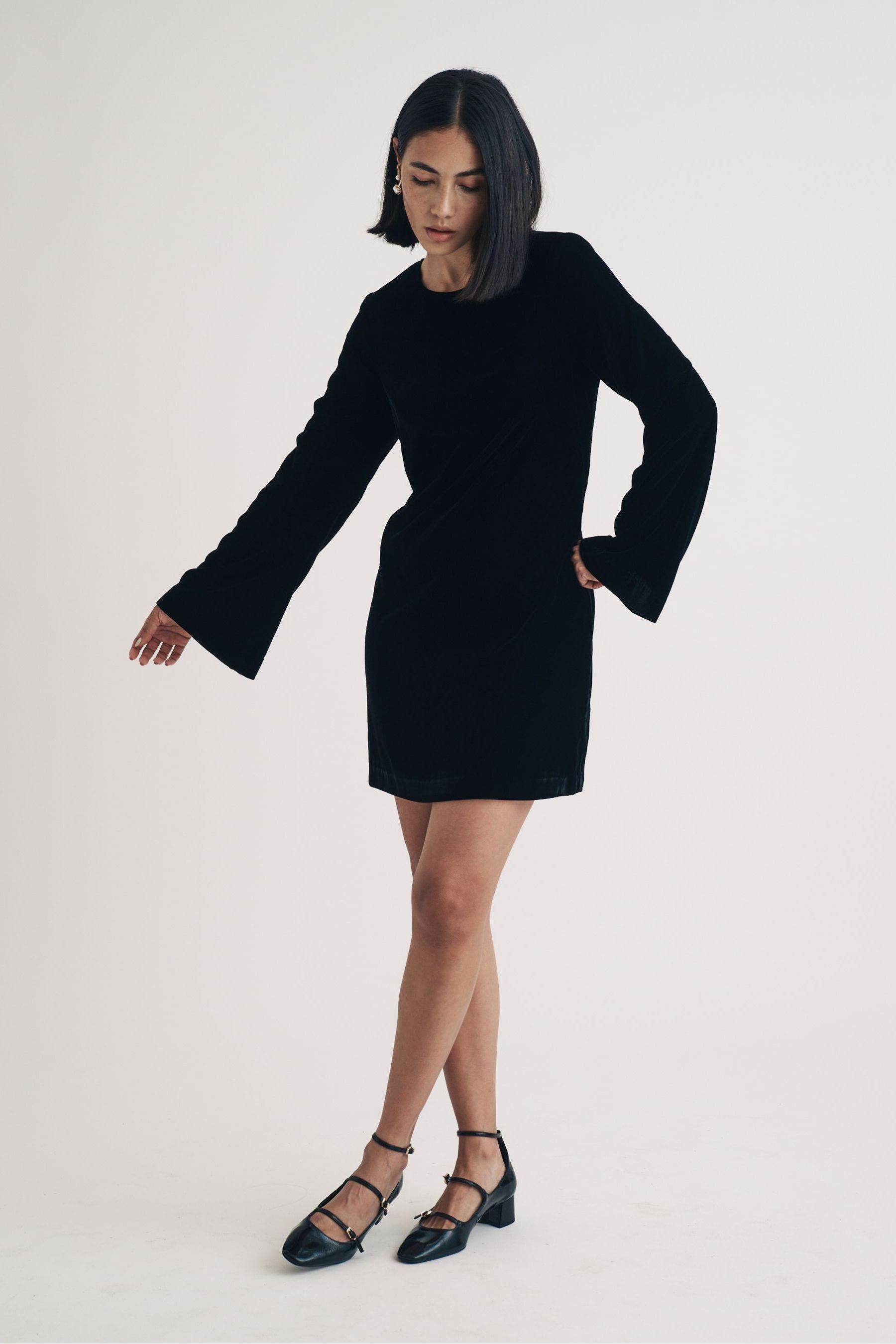 Buy Nobodys Child Black Jolene Velvet Mini Dress With Tie Bow Back from Next Australia