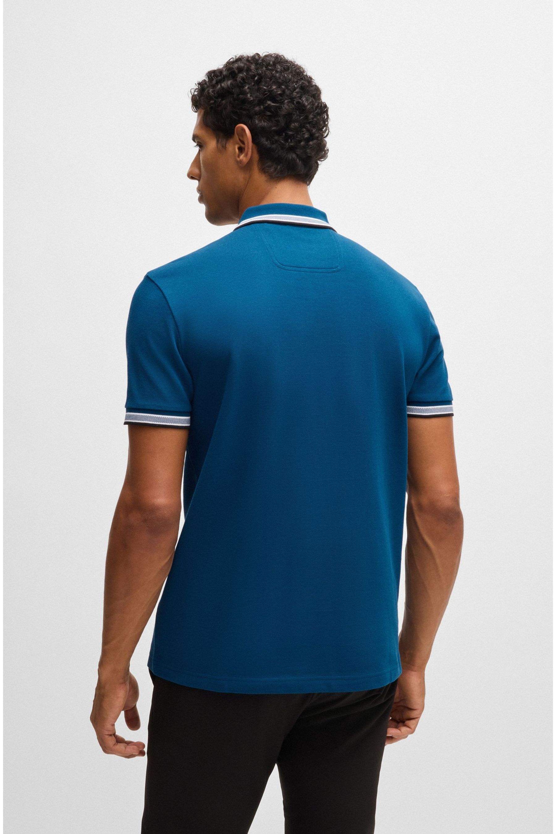 Kaufe Sie Himmelblau BOSS Paddy Polo Shirt aus Baumwolle mit Streifen bei Next Deutschland