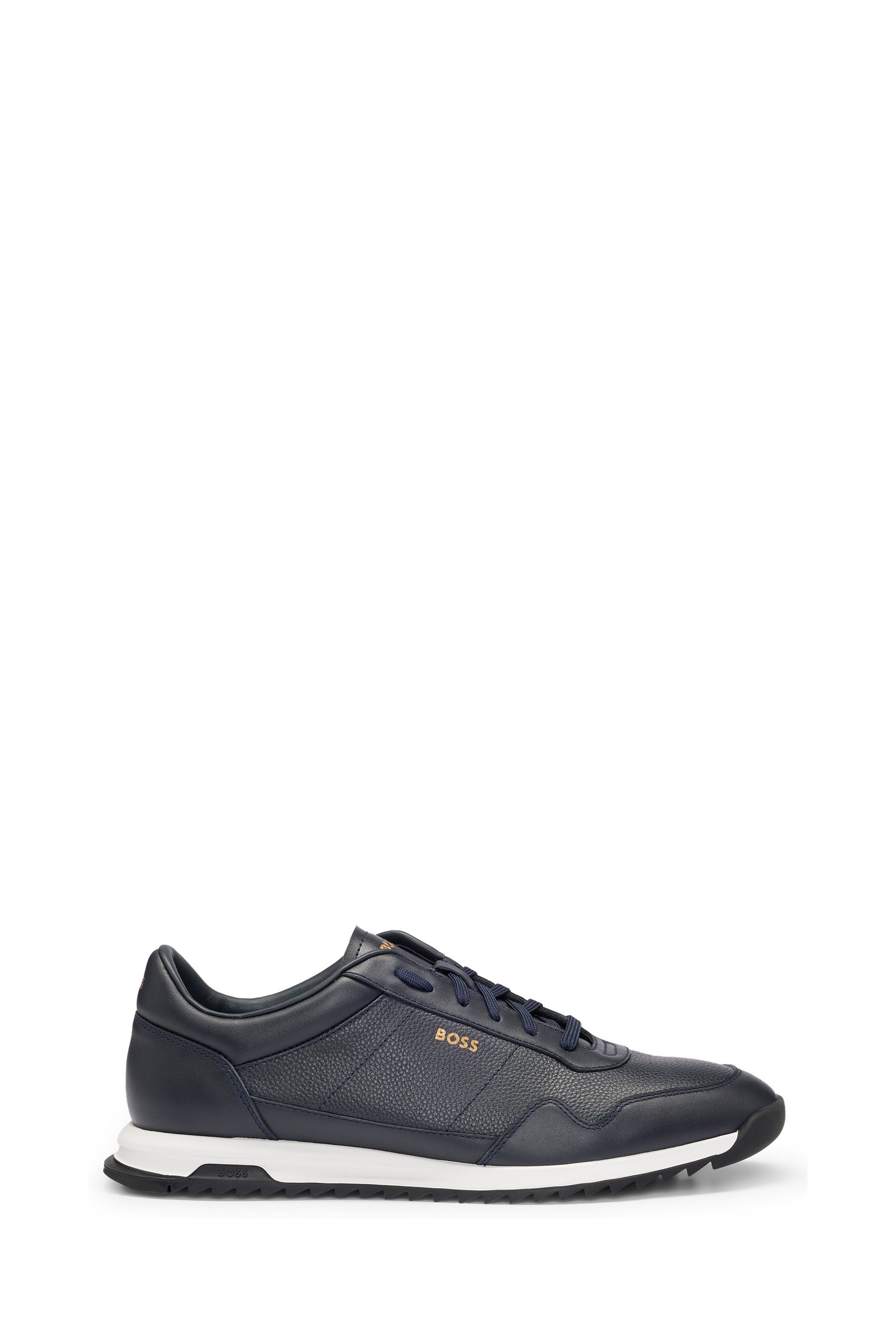 Buy BOSS Blue Plain Trim Tumbled Leather Trainers from the Next UK online shop