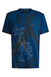 BOSS Blue Cotton Blend T-Shirt With Decorative Reflective Print - Image 5 of 5