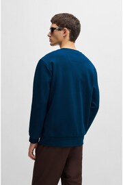 BOSS Blue Sandwich Logo Sweatshirt In Stretch Cotton - Image 3 of 5