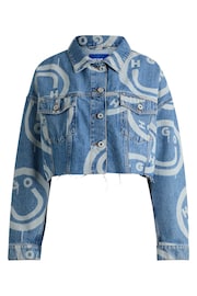 HUGO Blue Oversized Fit Jacket With Smiley Face Logos - Image 6 of 6