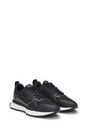 BOSS Black Mixed Material Trainers With Large Side panel Logo - Image 2 of 5