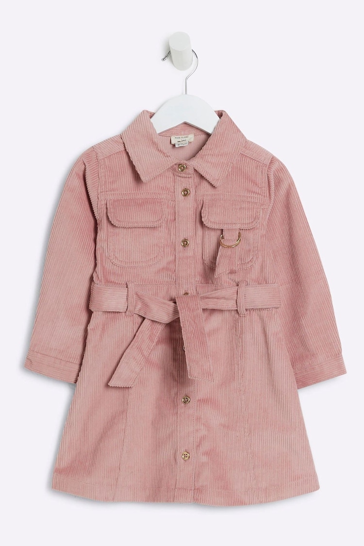 River Island Pink Girls Co-ord Shirt 100% Cotton Dress - Image 1 of 4