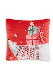 Fusion Red Christmas Woodland Animals Velvet Filled Cushion - Image 3 of 4