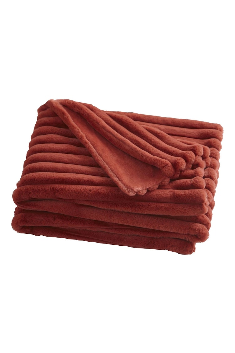 Appletree Terracotta Morritz Faux Fur Bedspread - Image 2 of 4