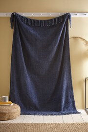 Appletree Navy Chenille Textured Bedspread - Image 1 of 3