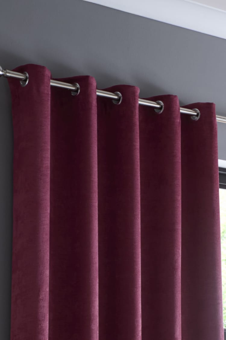 Fusion Wine Strata Dim Out Woven Pair of Eyelet Curtains - Image 2 of 4