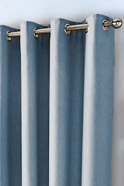 Fusion Light Blue Sorbonne 100% Cotton Pair of Eyelet Curtains - Image 2 of 3