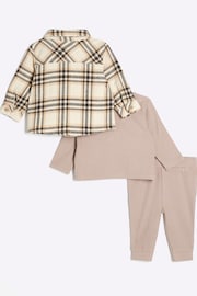 River Island Brown River Island Baby Boys Check Shirt Set - Image 2 of 5