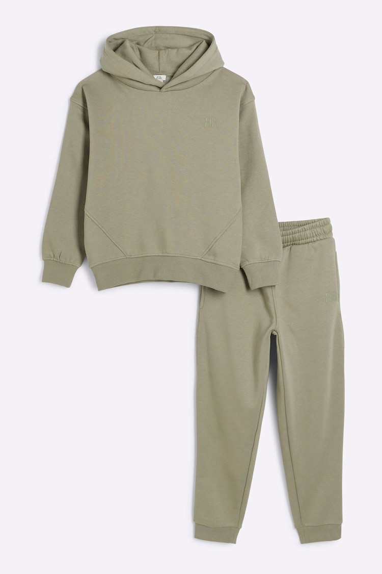 River Island Green Boys Check Hooded Shacket Set - Image 1 of 5