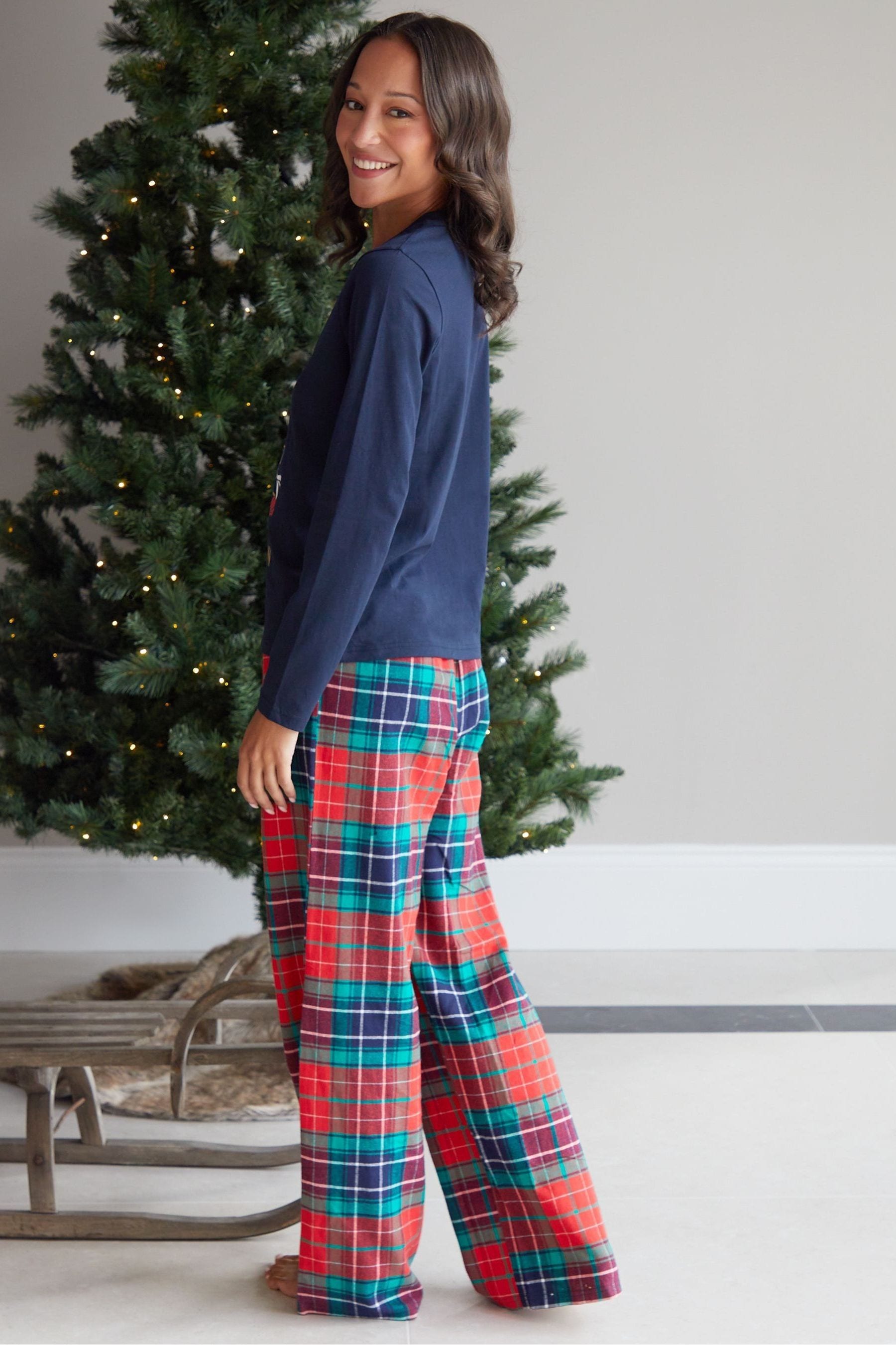 Buy Threadbare Blue 100 Cotton Long Sleeve Christmas Check Pyjamas Set from Next Canada