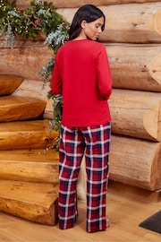 Threadbare Red Curve 100% Cotton Long Sleeve Christmas Check Pyjama Set - Image 4 of 5