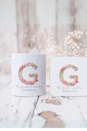 Personalised Floral Initial Mug Coaster By Koko Blossom - Image 1 of 2