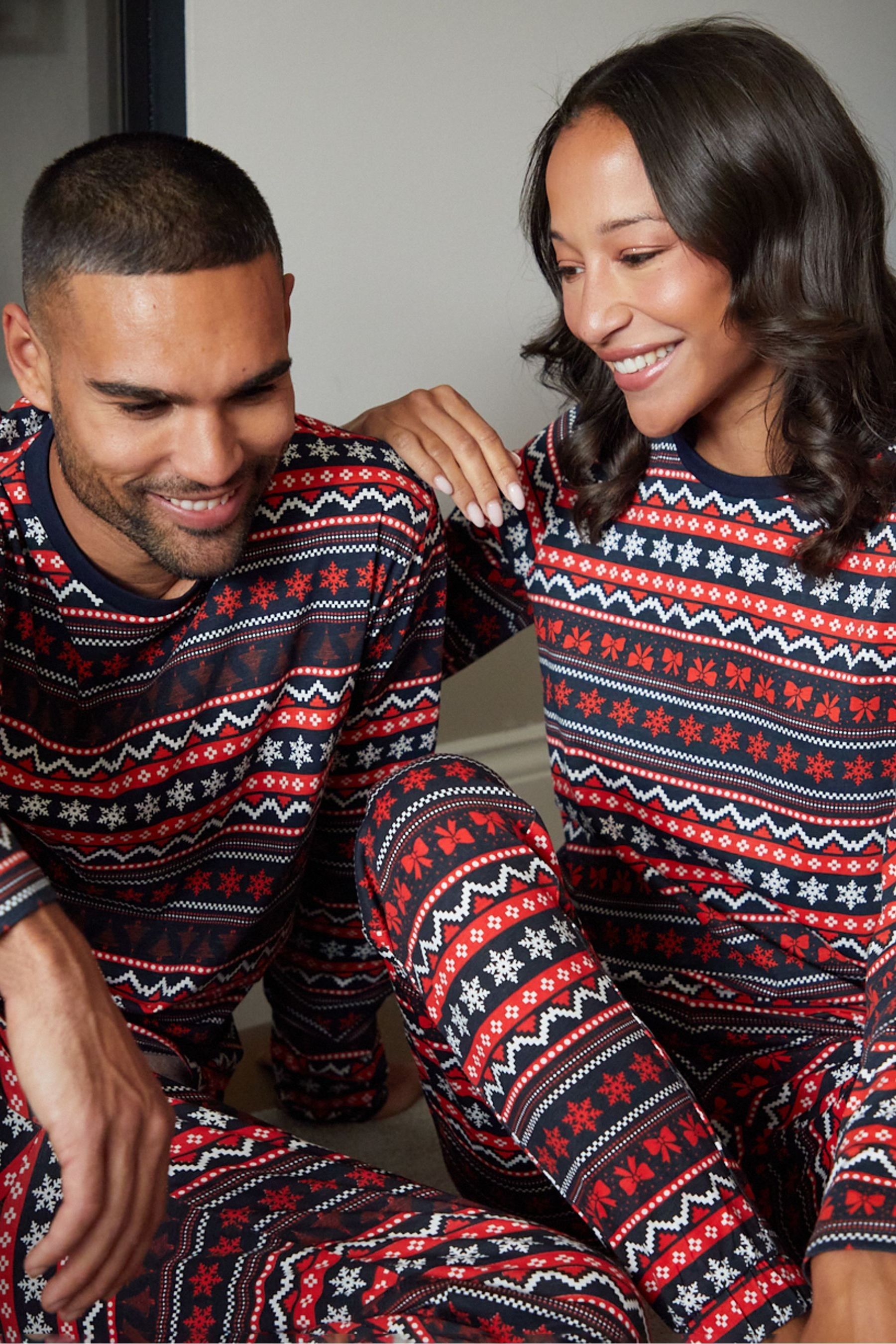 Buy Threadbare Red 100 Cotton Long Sleeve Christmas Fairisle Pyjamas Set from Next Canada