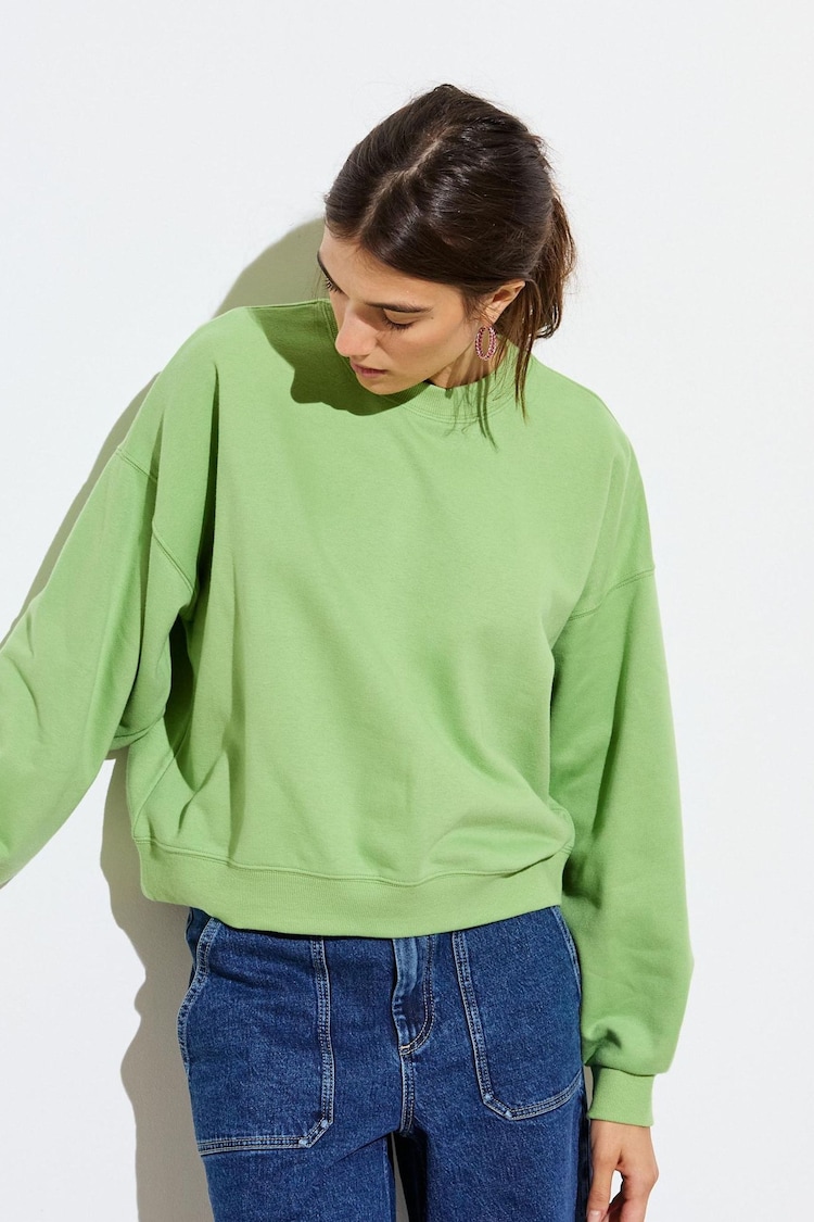 Oliver Bonas Green Drop Shoulder Sweatshirt - Image 1 of 9