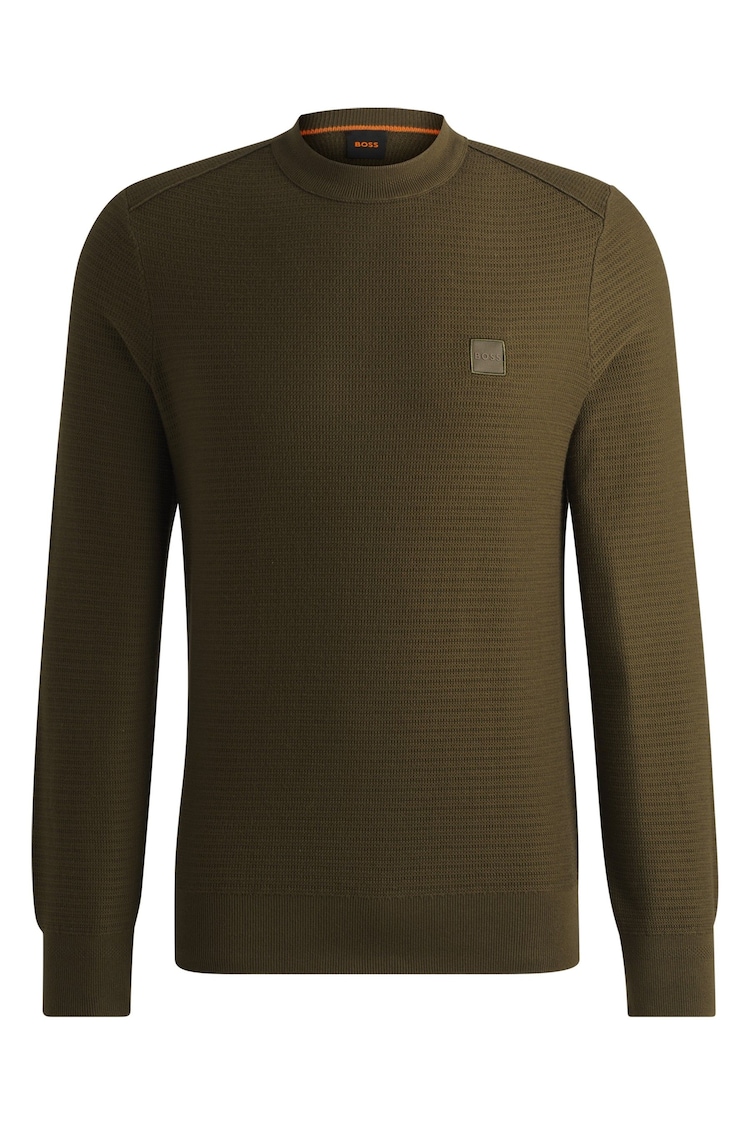 BOSS Green Cotton Cashmere Sweater With Logo Patch - Image 5 of 5