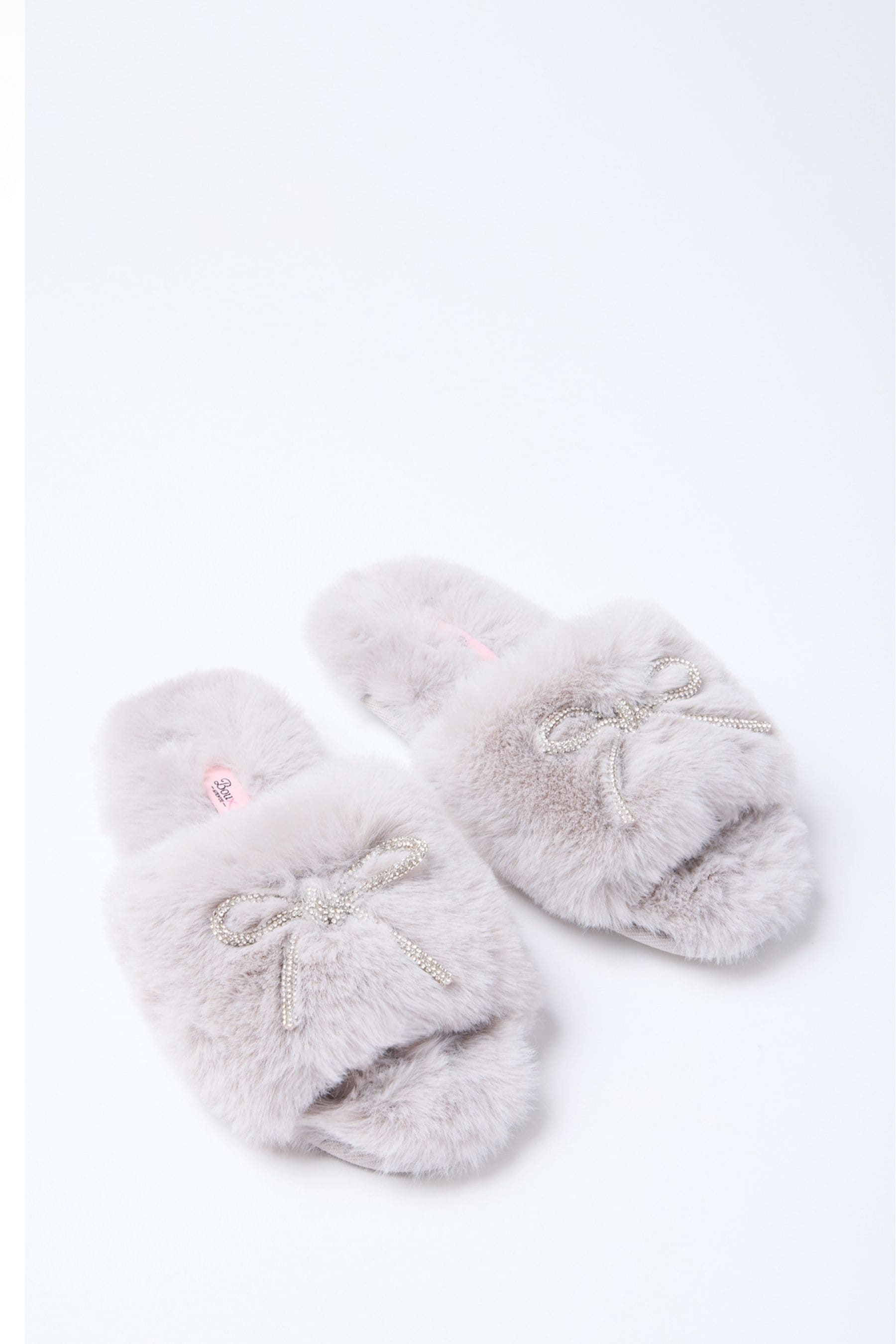 Buy Boux Avenue Grey Bow Embellished Slider Slippers from the Next UK online shop