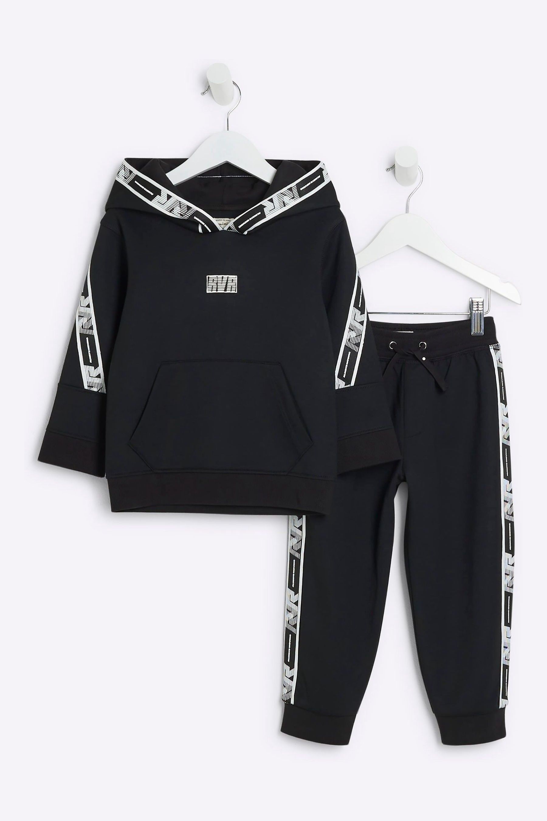 Buy River Island Black Wide Fit Mini and Older Boys Sporty Hoodie And Joggers Set from Next Canada