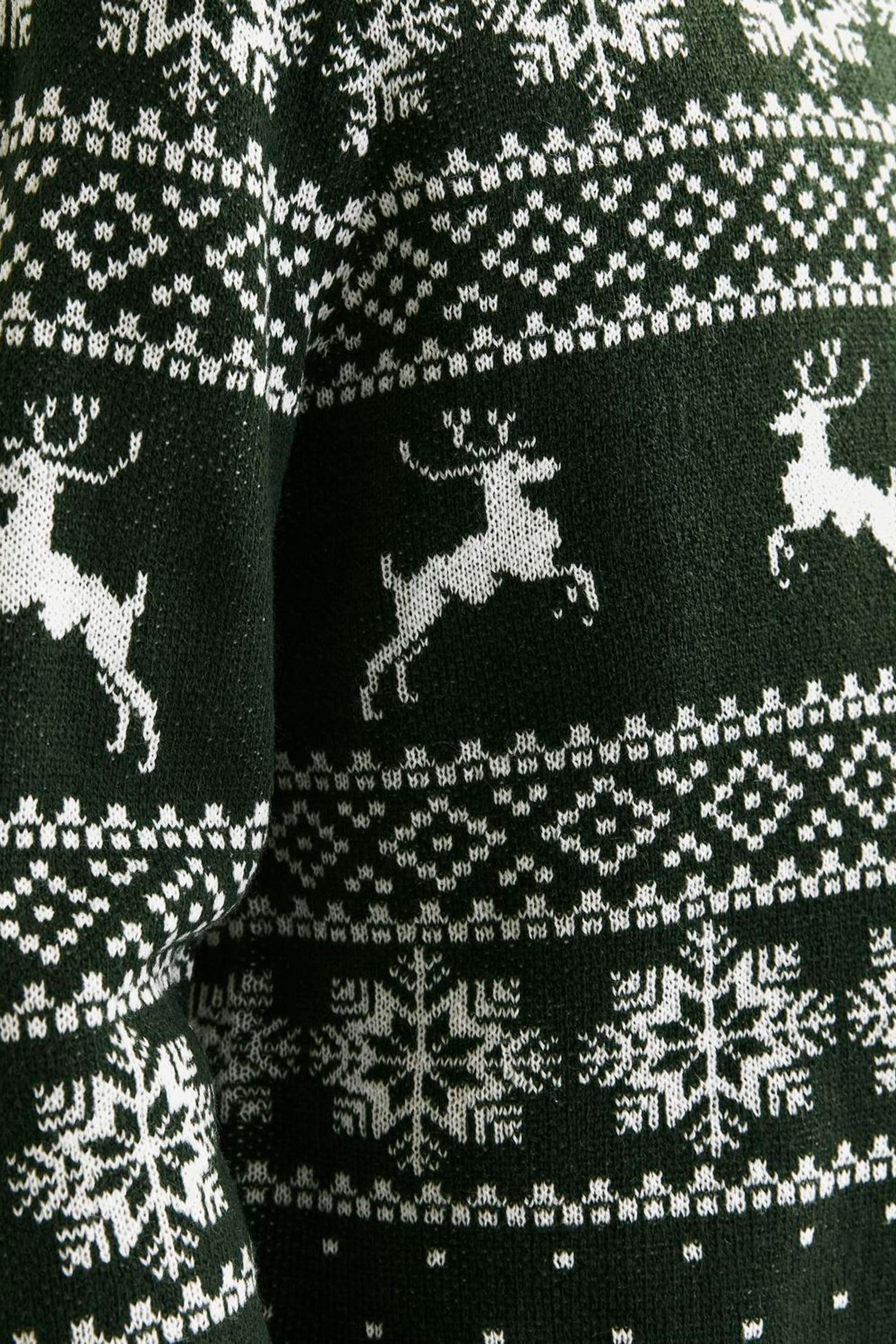 JACK JONES Green Christmas Fairisle Crew Neck Knitted Jumper