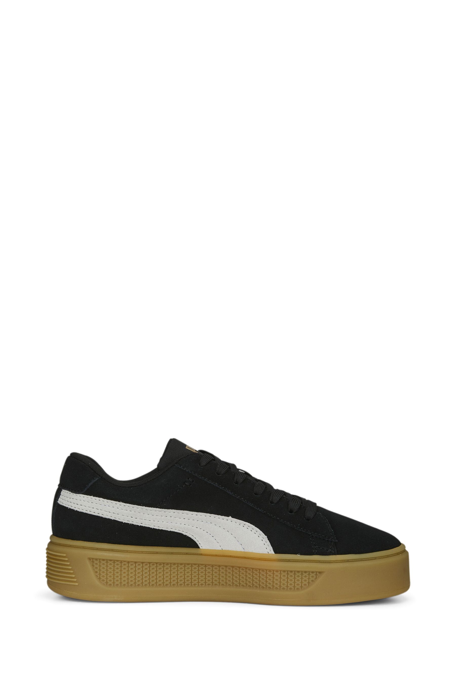 Puma Black Womens Smash Platform V3 Suede Sneakers Trainers